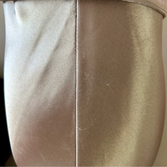 Jenny Yoo Serena Gold Satin Off Shoulder Gown Maxi Dress Bridesmaid Cowl Neck 8 - Picture 13 of 16